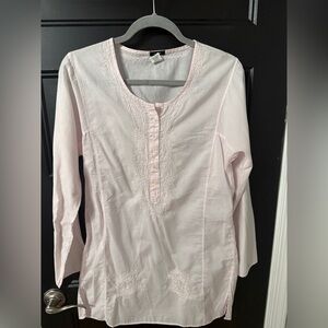 J. Crew Pale Pink Embroidered Long-Sleeve Tunic
